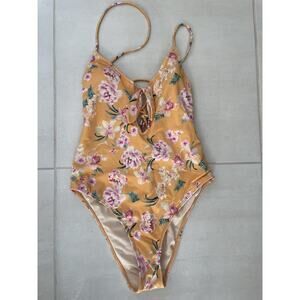 L.A. Hearts Swim One Piece Swimsuit Floral Cut Out Scoop Swimwear
